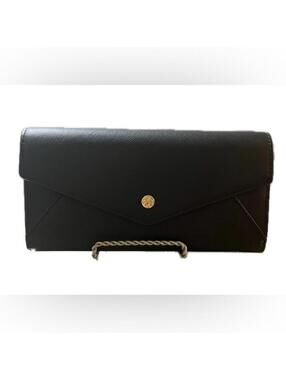 NWOT Tory Burch Robinson Black Saffiano Leather Envelope Wallet Clutch